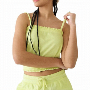 JCREW Smocked Terry Towel Yellow Tank Top Small